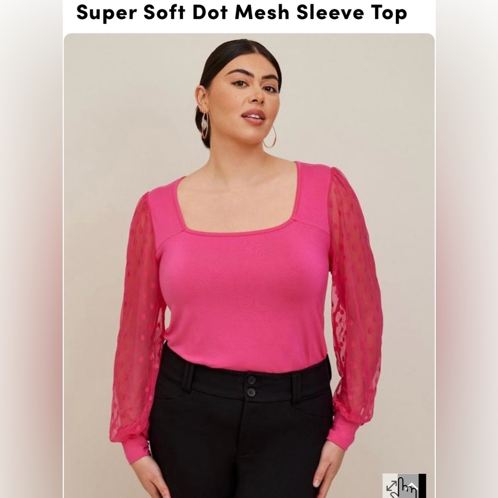 NWT 3x Super Soft Dot Pink Mesh Sleeve Top